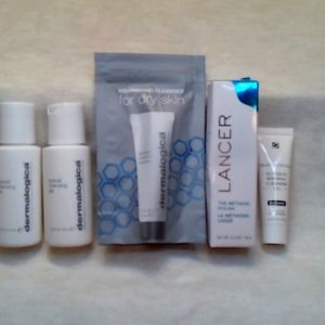 Five samples.4 cleansers and one polish for face, samples.New.